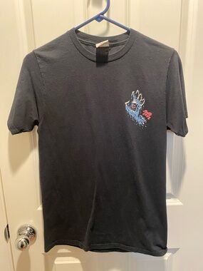 Santa Cruz Skateboards Black Short-Sleeve Tee with Blue & Red Graphic